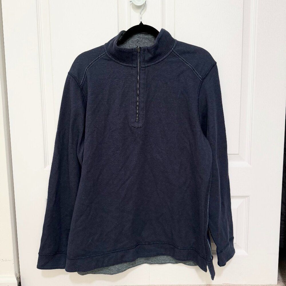 Men Tommy Bahama Half Zip Sweatshirt Classic Fit in Navy Blue Size Medium